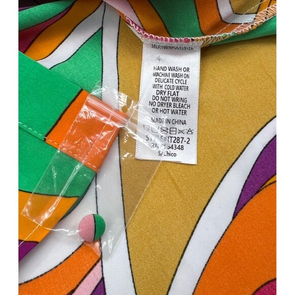 First Love Women's Long Sleeve Button Down Shirt Multicolor Retro sz Small NWOT - Picture 4 of 5